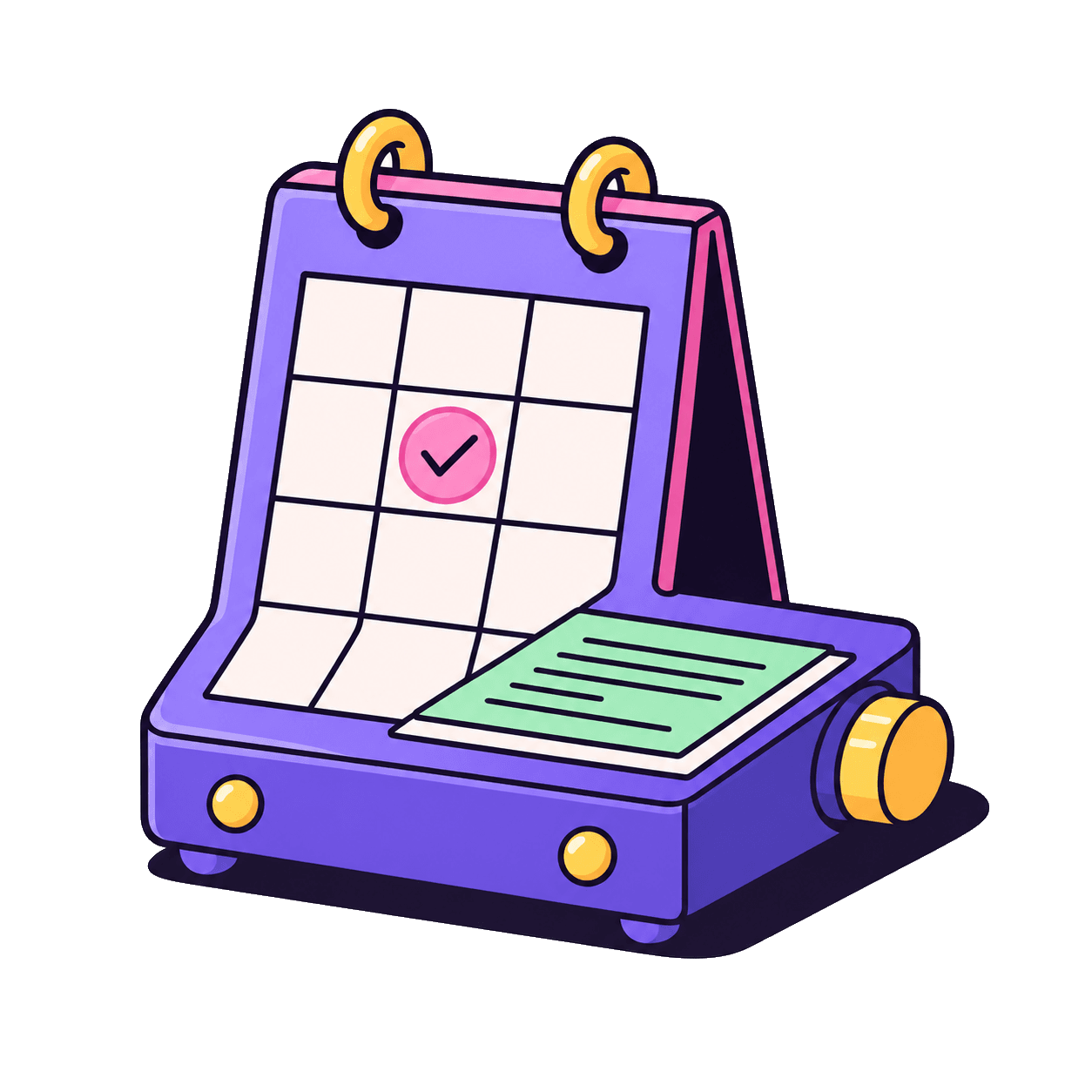 A calendar press confirming a sponsorship booking