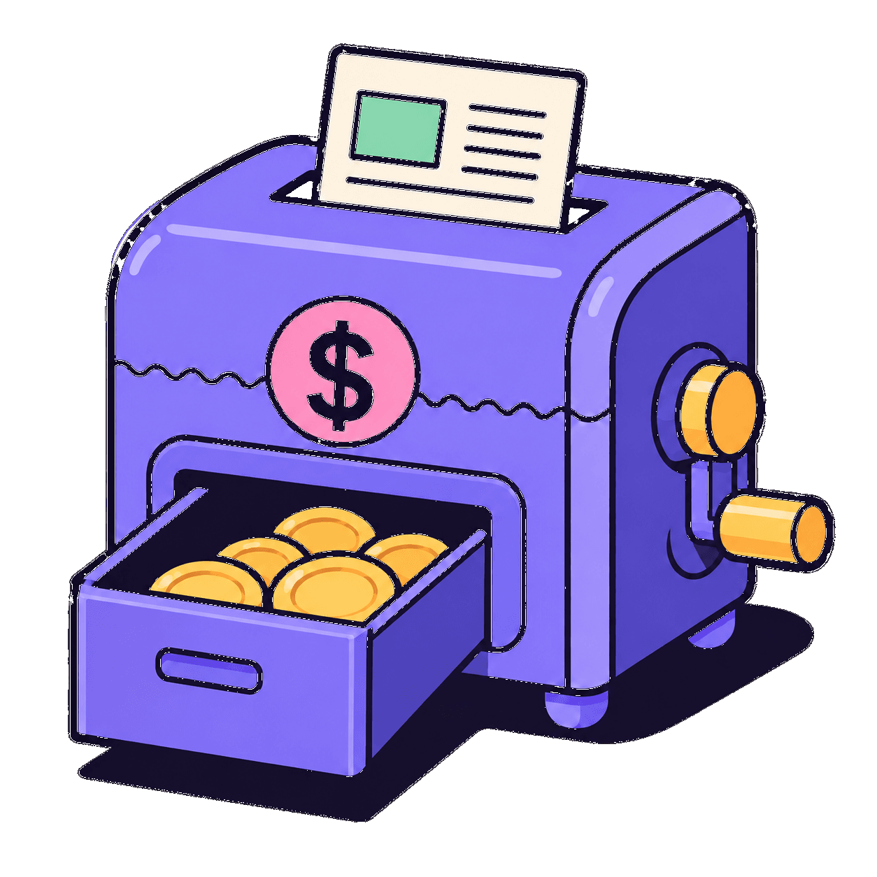 A machine turning an invoice into a paid envelope