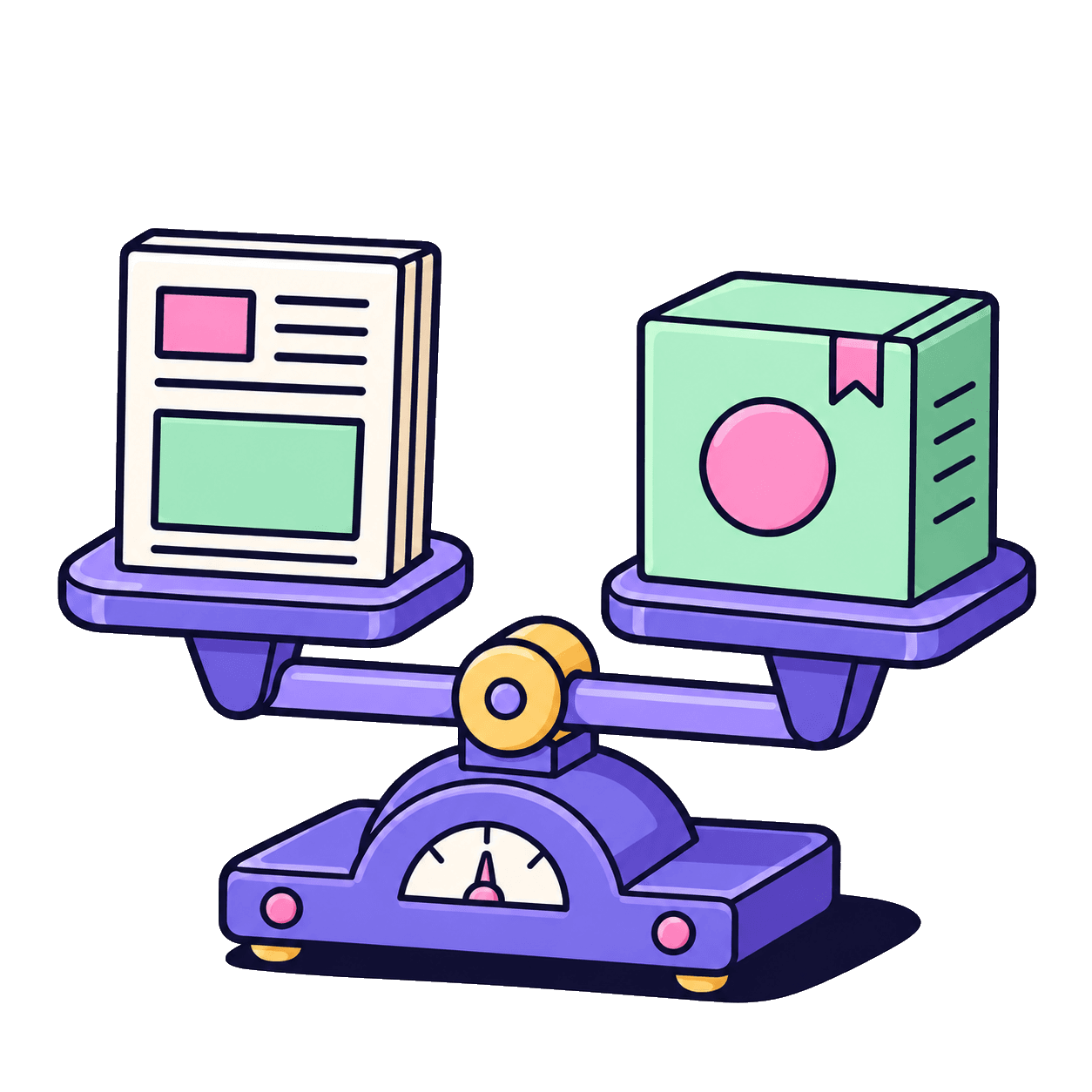 A balance weighing an approved newsletter and advertiser